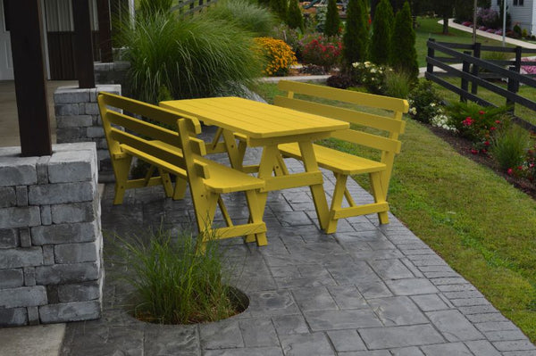 Table w/ 2 Backed Benches in Yellow Pine