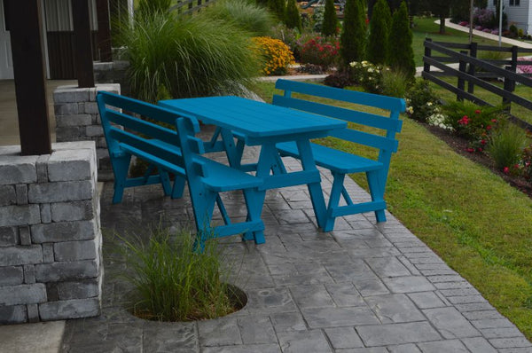 Table w/ 2 Backed Benches in Yellow Pine