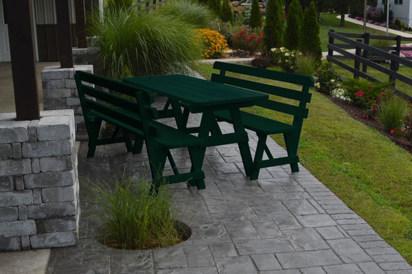 Table w/ 2 Backed Benches in Yellow Pine