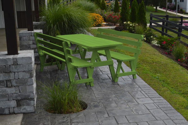 Table w/ 2 Backed Benches in Yellow Pine