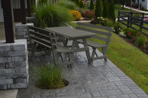 Table w/ 2 Backed Benches in Yellow Pine
