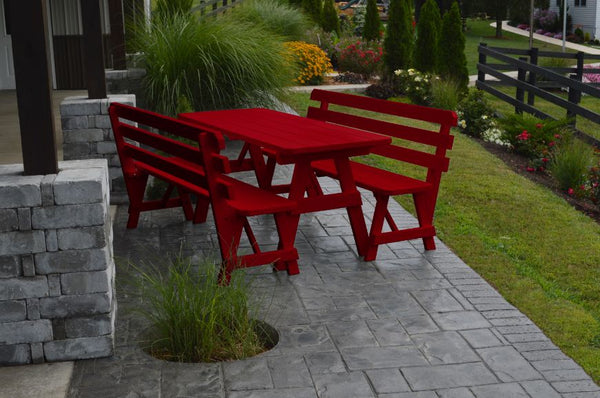 Table w/ 2 Backed Benches in Yellow Pine