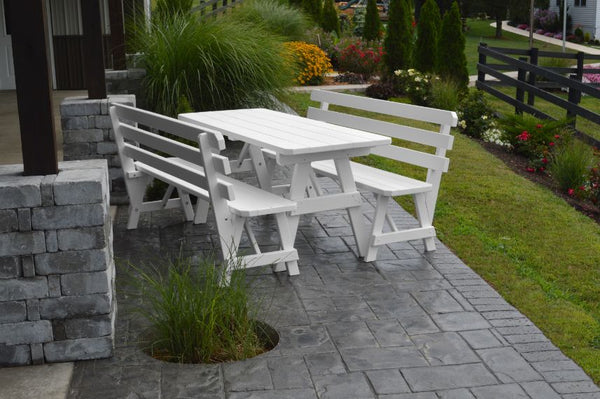 Table w/ 2 Backed Benches in Yellow Pine