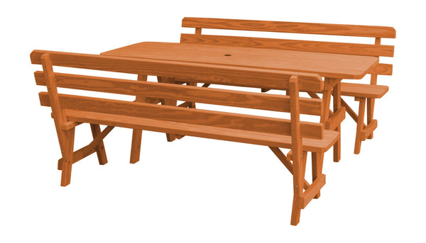 Table w/ 2 Backed Benches in Yellow Pine
