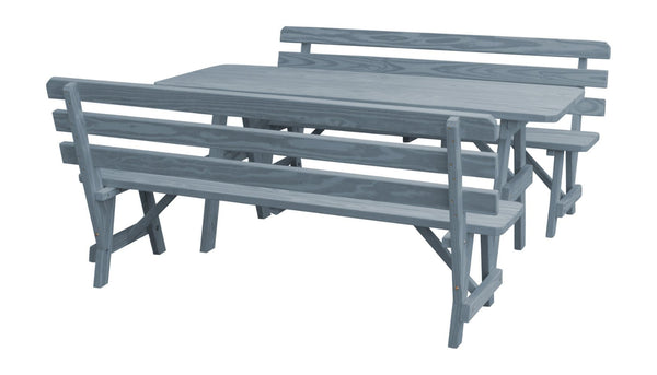 Table w/ 2 Backed Benches in Yellow Pine