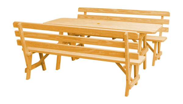 Table w/ 2 Backed Benches in Yellow Pine