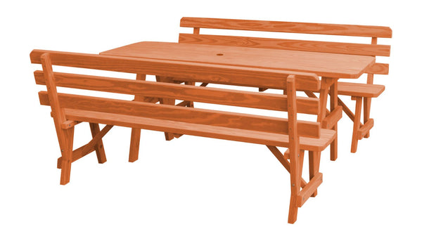 Table w/ 2 Backed Benches in Yellow Pine