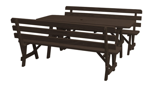 Table w/ 2 Backed Benches in Yellow Pine