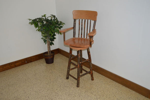 Hickory Panel Back Swivel Barchair