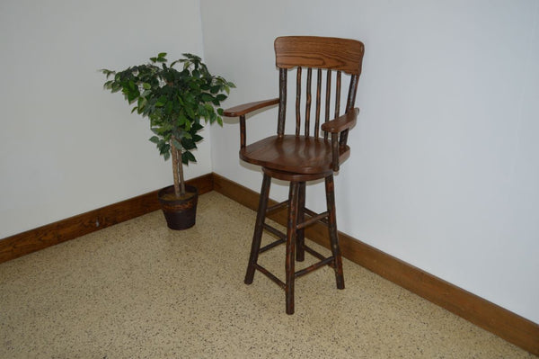 Hickory Panel Back Swivel Barchair