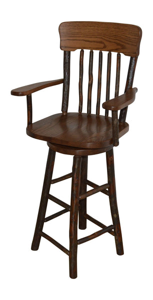 Hickory Panel Back Swivel Barchair