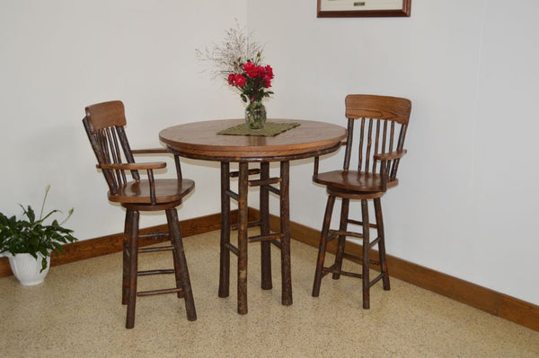 Round Hickory Bar Table