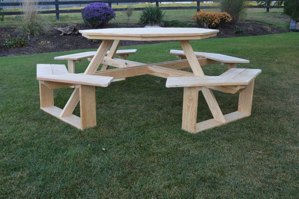 Octagon Table with Attached Walk-In Benches 54" Top