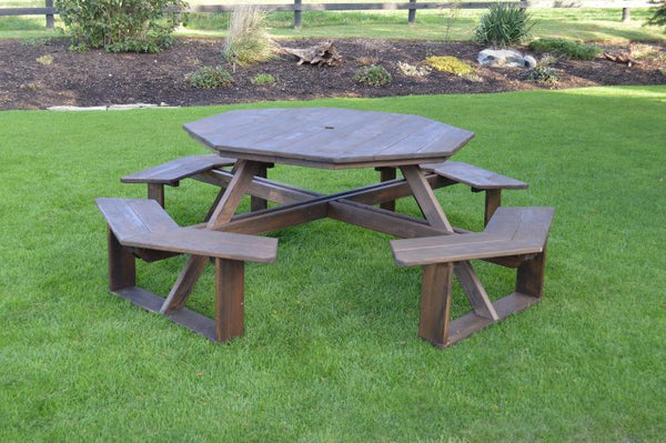 Octagon Table with Attached Walk-In Benches 54" Top