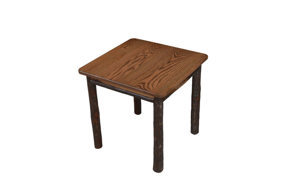 Hickory Solid Wood End Table with Shelf Option