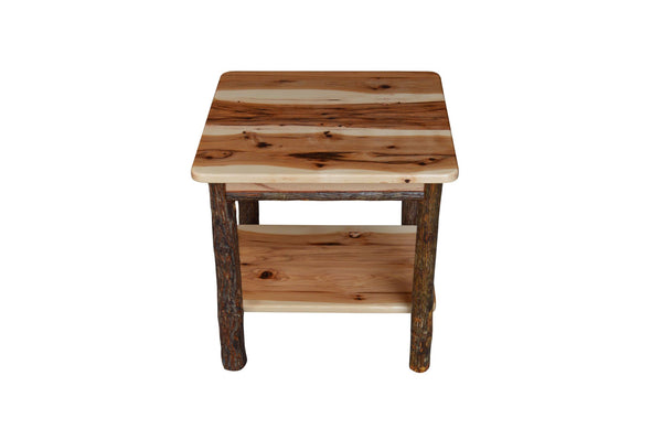 Hickory Solid Wood End Table with Shelf Option
