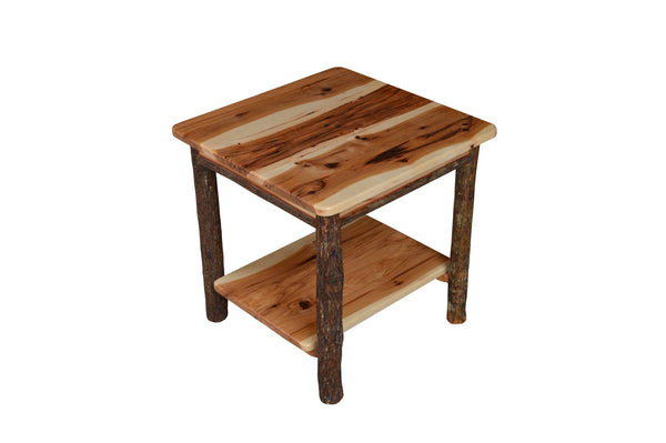 Hickory Solid Wood End Table with Shelf Option