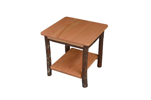 Hickory Solid Wood End Table with Shelf Option