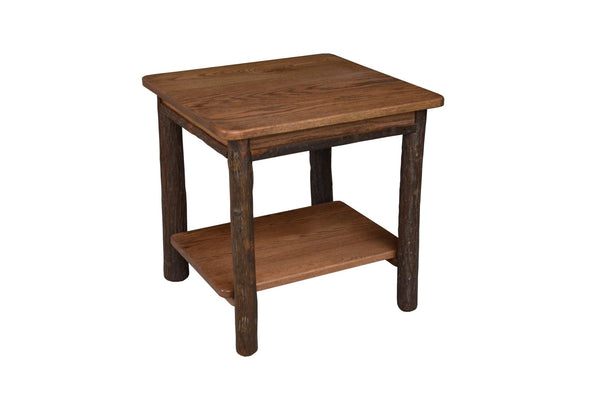 Hickory Solid Wood End Table with Shelf Option