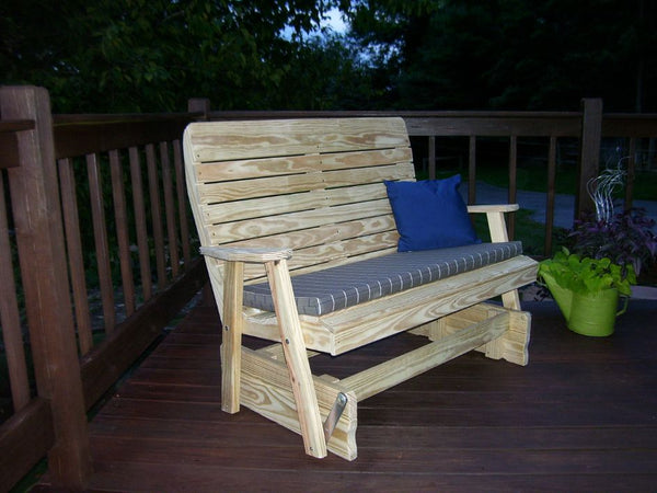 Highback Glider Rocker Bench in Pine