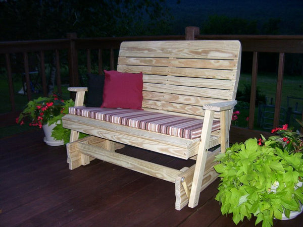 Highback Glider Rocker Bench in Pine