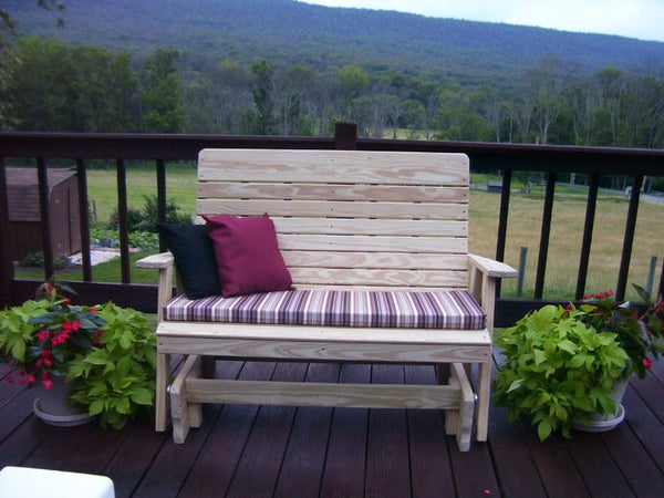 Highback Glider Rocker Bench in Pine