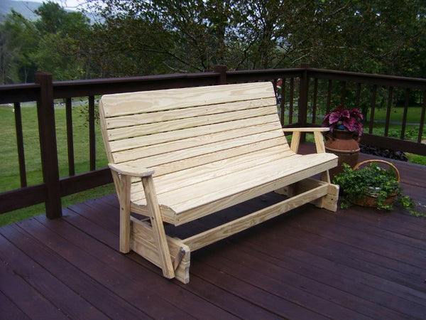 Highback Glider Rocker Bench in Pine