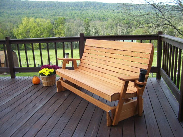 Highback Glider Rocker Bench in Pine