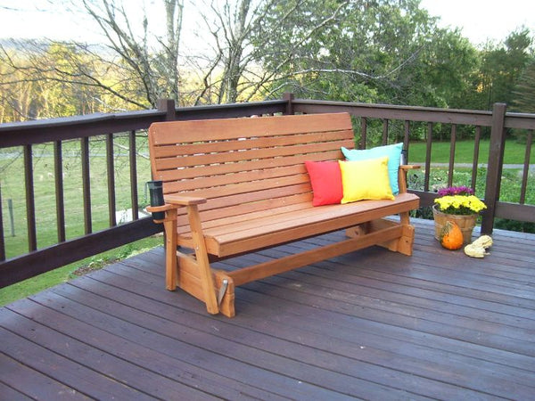 Highback Glider Rocker Bench in Pine