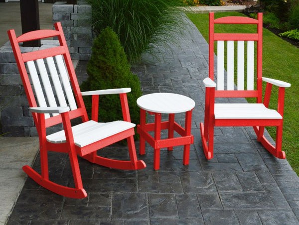 Classic Porch Rocker w/ White Accents in HDPE Poly