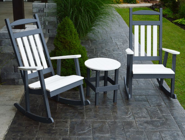 Classic Porch Rocker w/ White Accents in HDPE Poly