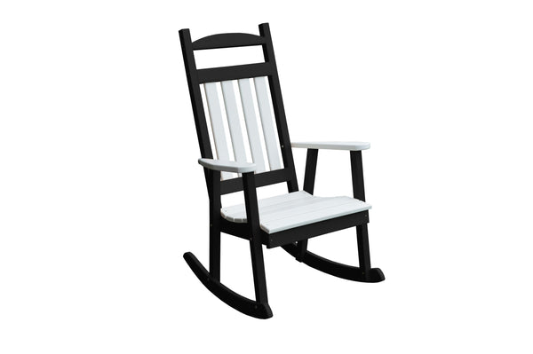 Classic Porch Rocker w/ White Accents in HDPE Poly