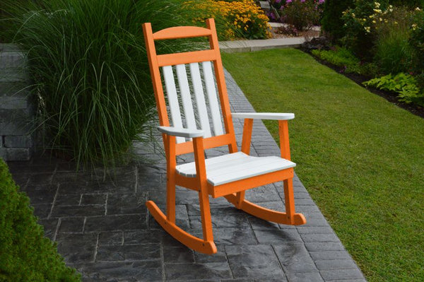 Classic Porch Rocker w/ White Accents in HDPE Poly