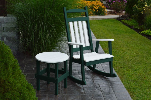 Classic Porch Rocker w/ White Accents in HDPE Poly