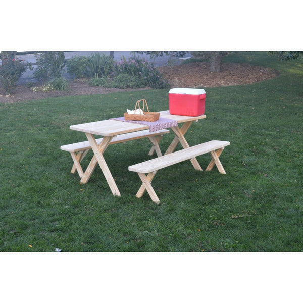 Cross-leg Table & 2 Benches Pressure Treated Pine - Buy Online at dailyhubess.shop