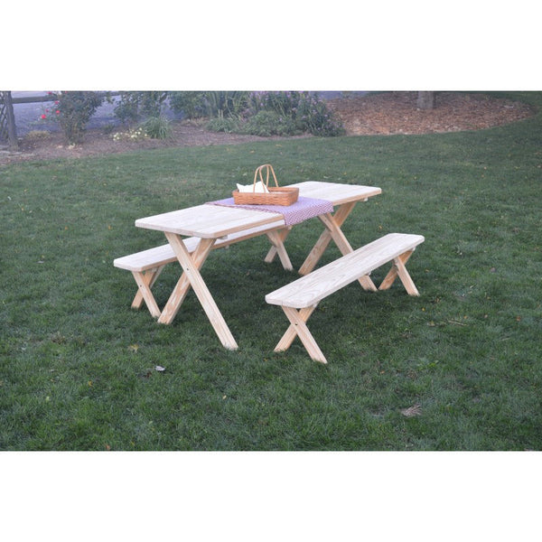 Cross-leg Table & 2 Benches Pressure Treated Pine - Buy Online at dailyhubess.shop
