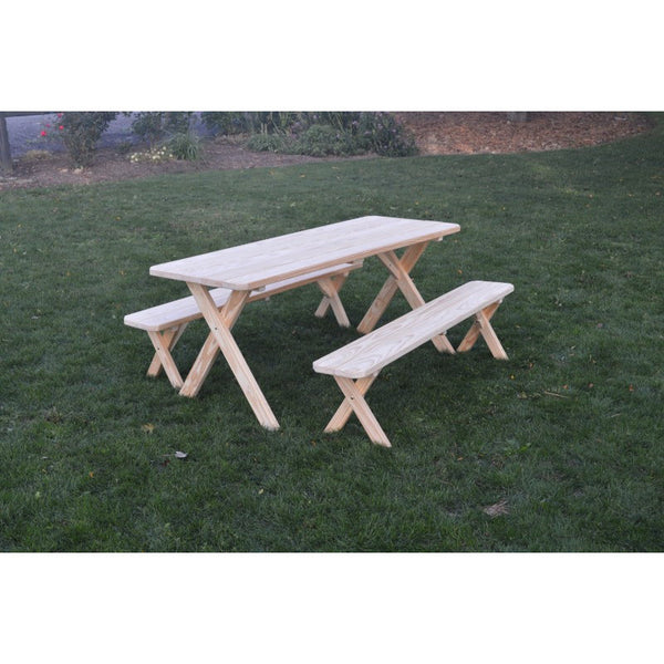 Cross-leg Table & 2 Benches Pressure Treated Pine - Buy Online at dailyhubess.shop