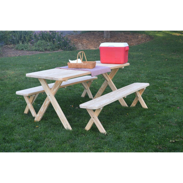 Cross-leg Table & 2 Benches Pressure Treated Pine - Buy Online at dailyhubess.shop