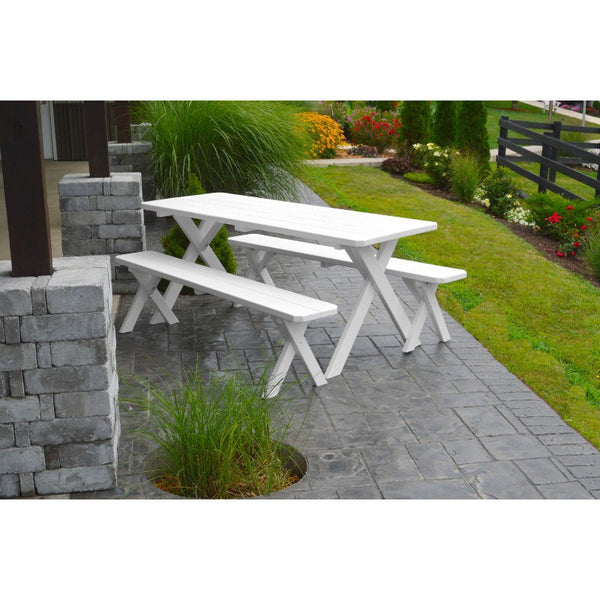 Cross-leg Table & 2 Benches in Yellow Pine Wood - Buy Online at dailyhubess.shop