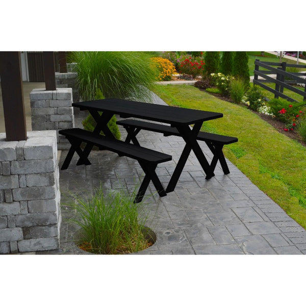 Cross-leg Table & 2 Benches in Yellow Pine Wood - Buy Online at dailyhubess.shop