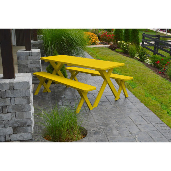 Cross-leg Table & 2 Benches in Yellow Pine Wood - Buy Online at dailyhubess.shop