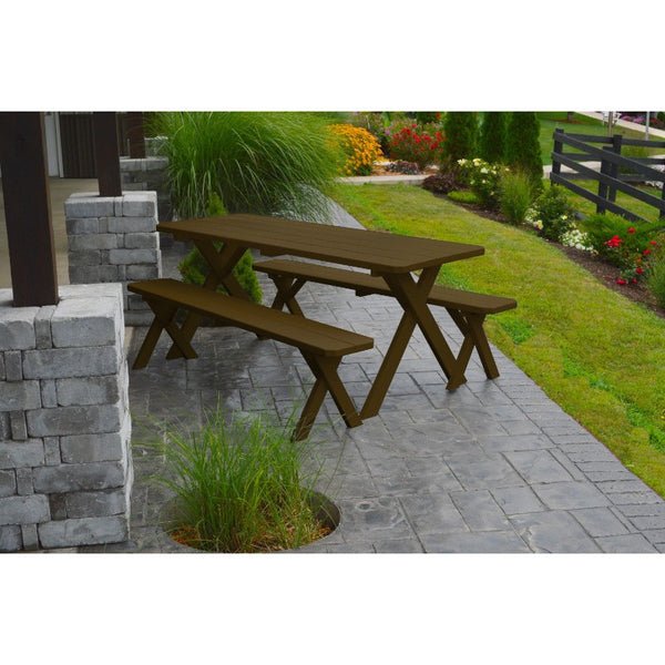 Cross-leg Table & 2 Benches in Yellow Pine Wood - Buy Online at dailyhubess.shop
