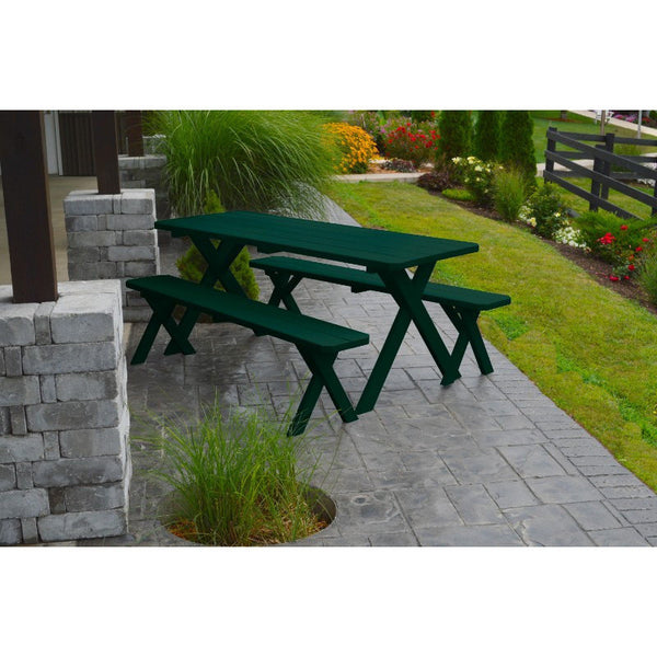 Cross-leg Table & 2 Benches in Yellow Pine Wood - Buy Online at dailyhubess.shop