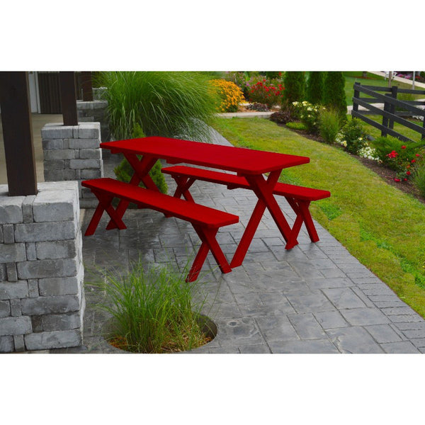 Cross-leg Table & 2 Benches in Yellow Pine Wood - Buy Online at dailyhubess.shop