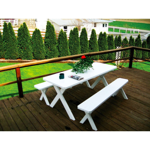 Cross-leg Table & 2 Benches in Yellow Pine Wood - Buy Online at dailyhubess.shop