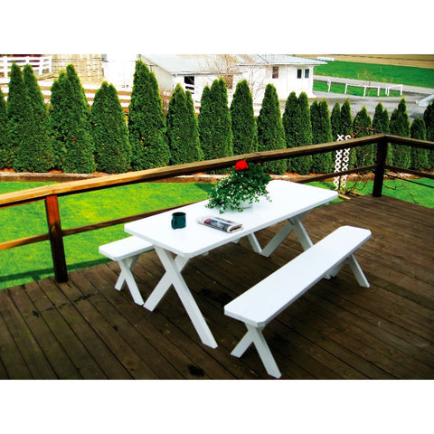Cross-leg Table & 2 Benches in Yellow Pine Wood - Buy Online at dailyhubess.shop