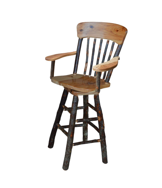 Hickory Panel Back Swivel Barchair