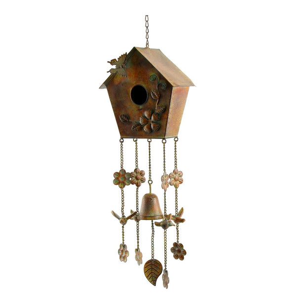 Set of 6 Assorted Style Hanging Birdhouse Wind Chimes