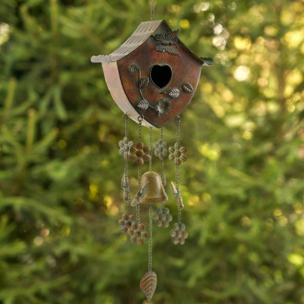 Set of 6 Assorted Style Hanging Birdhouse Wind Chimes