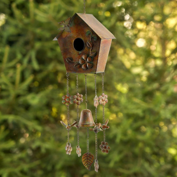 Set of 6 Assorted Style Hanging Birdhouse Wind Chimes